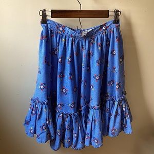 Vintage Strawberry Floral Print Ruffle Circle Skirt